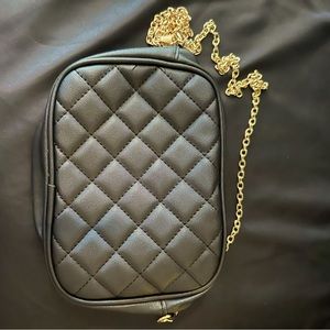 Black Quilted Pleather Purse